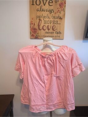MICHAEL Michael Kors Pink Elastic-Neck Peasant Top